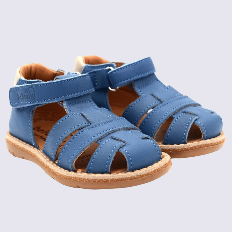 Sandales Bellamy, Sandales Spartiates Garçons En Cuir Bleu Jeans – Image 2