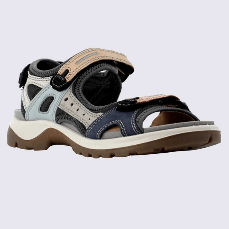 Sandales Ecco, Sandales Sportives Femme En Cuir Bleu/gris – Image 2