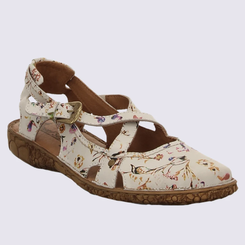 Sandales Josef Seibel, Sandales Tendances Femme Imprimé Floral En Cuir Blanc – Image 2