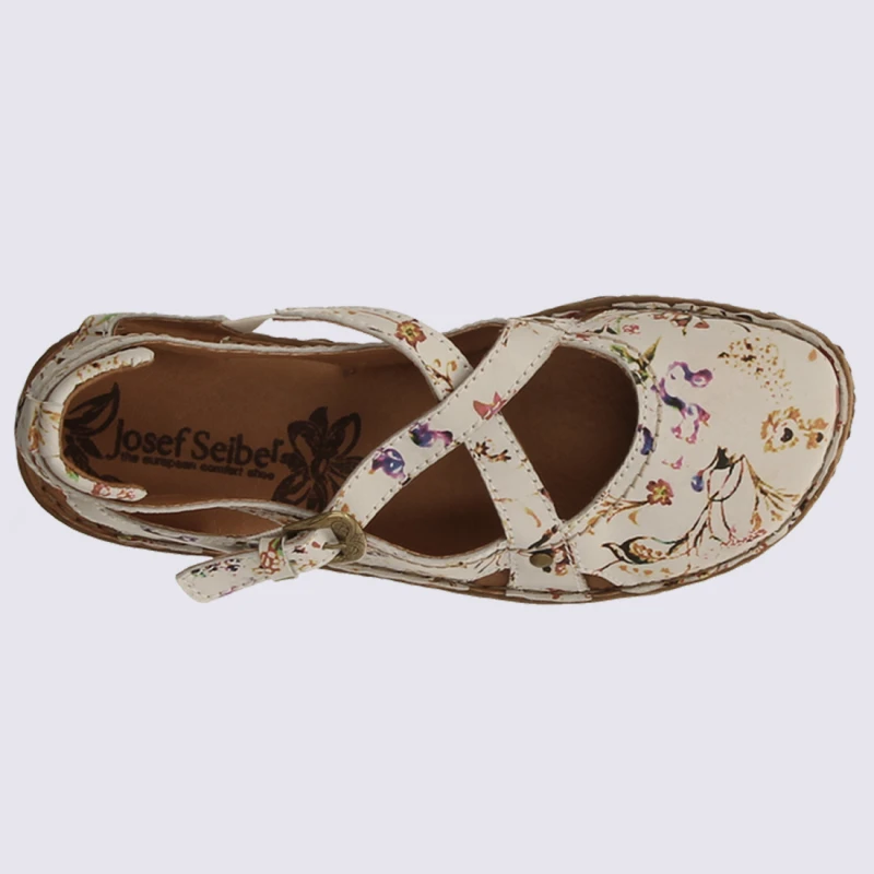 Sandales Josef Seibel, Sandales Tendances Femme Imprimé Floral En Cuir Blanc – Image 3