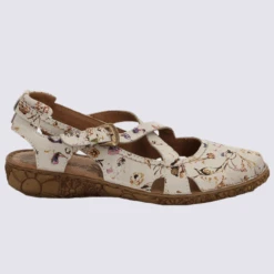 Sandales Josef Seibel, Sandales Tendances Femme Imprimé Floral En Cuir Blanc