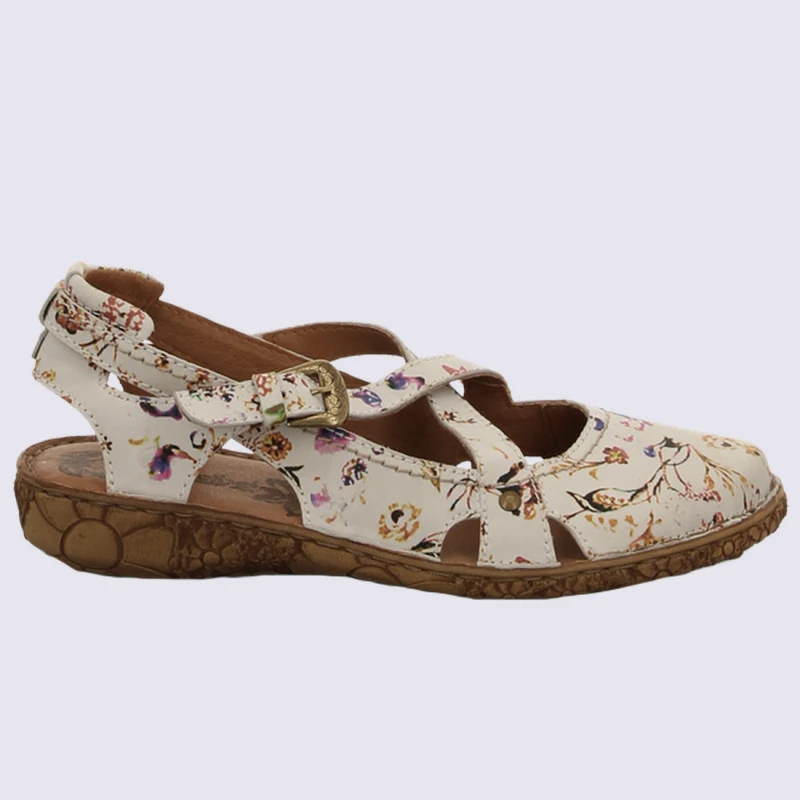 Sandales Josef Seibel, Sandales Tendances Femme Imprimé Floral En Cuir Blanc