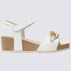 Sandales Mephisto, Sandales à Talon Compensé Femme En Cuir Blanc
