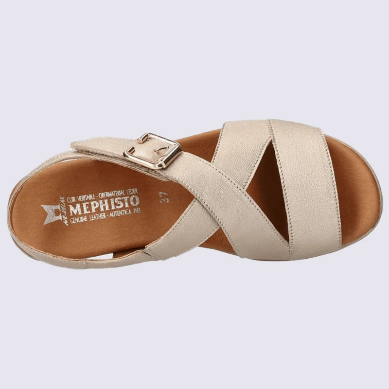 Sandales Mephisto, Sandales à Talon Compensé Femme En Cuir Métallisé – Image 3