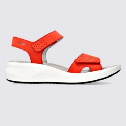 Sandales Mephisto, Sandales Confortables Femme En Cuir Rouge