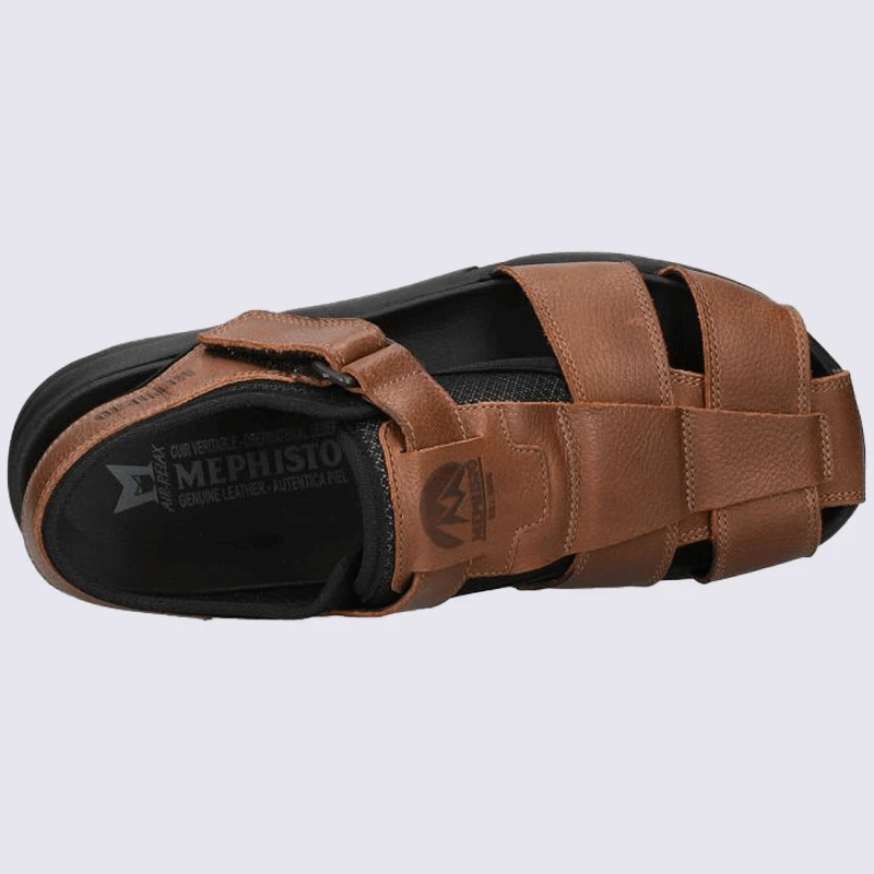 Sandales Mephisto, Sandales Confortables Homme En Cuir Marron – Image 3