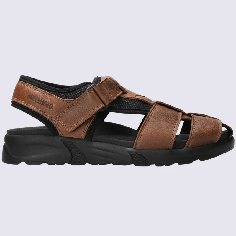Sandales Mephisto, Sandales Confortables Homme En Cuir Marron