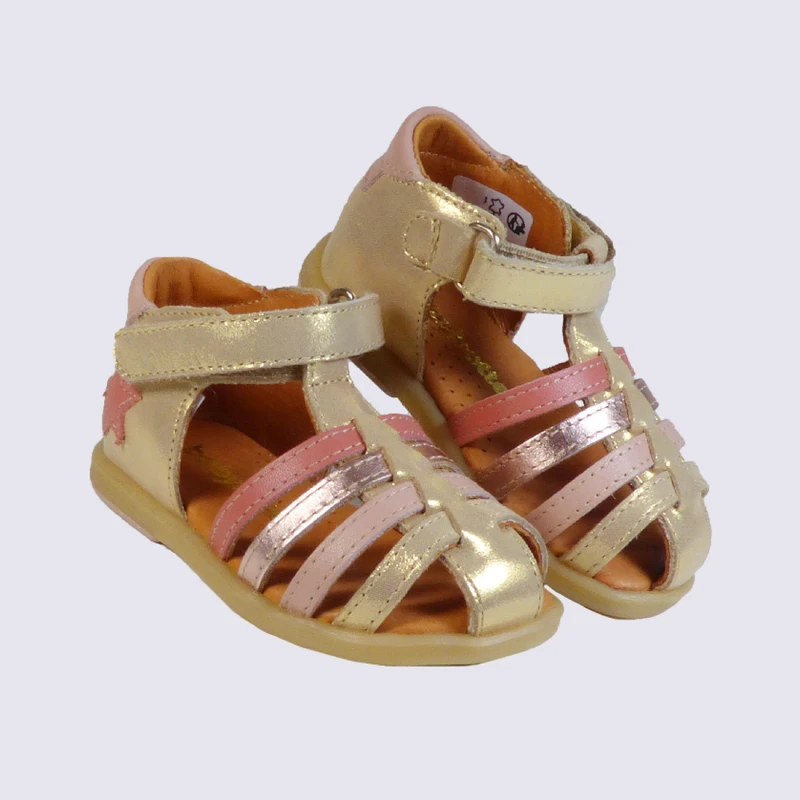 Sandales Pour Fille Babybotte Avec étoile En Cuir Or Et Rose – Image 2