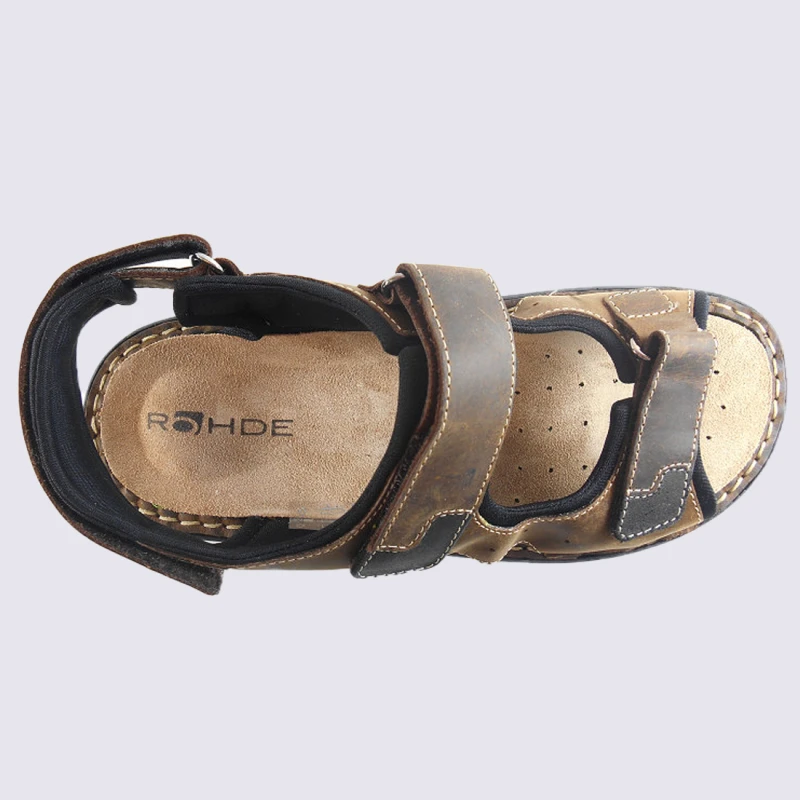 Sandales Rohde, Sandales à Velcro Confort Homme En Cuir Marron – Image 3