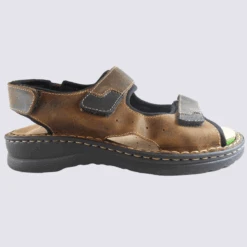 Sandales Rohde, Sandales Ă Velcro Confort Homme En Cuir Marron