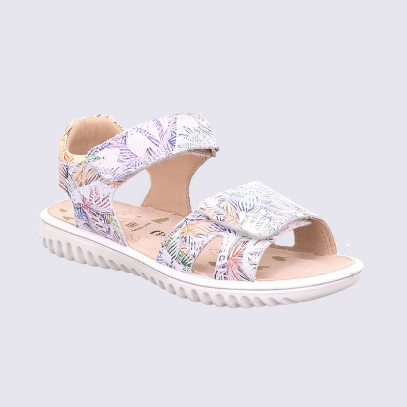 Sandales Superfit, Sandales Imprimé Floral Filles En Cuir Blanc Multicolore – Image 2