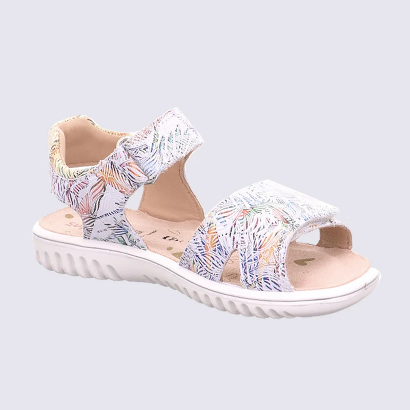 Sandales Superfit, Sandales Imprimé Floral Filles En Cuir Blanc Multicolore – Image 3