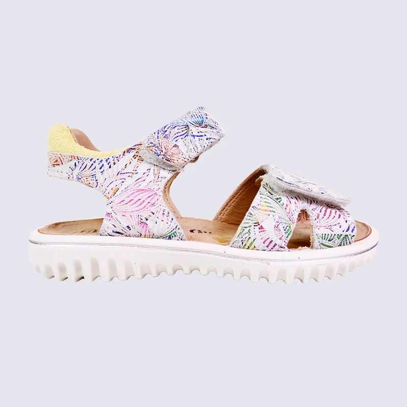 Sandales Superfit, Sandales Imprimé Floral Filles En Cuir Blanc Multicolore