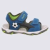 Sandales Superfit, Sandales Motif Foot Garçon En Cuir Bleu Et Gris