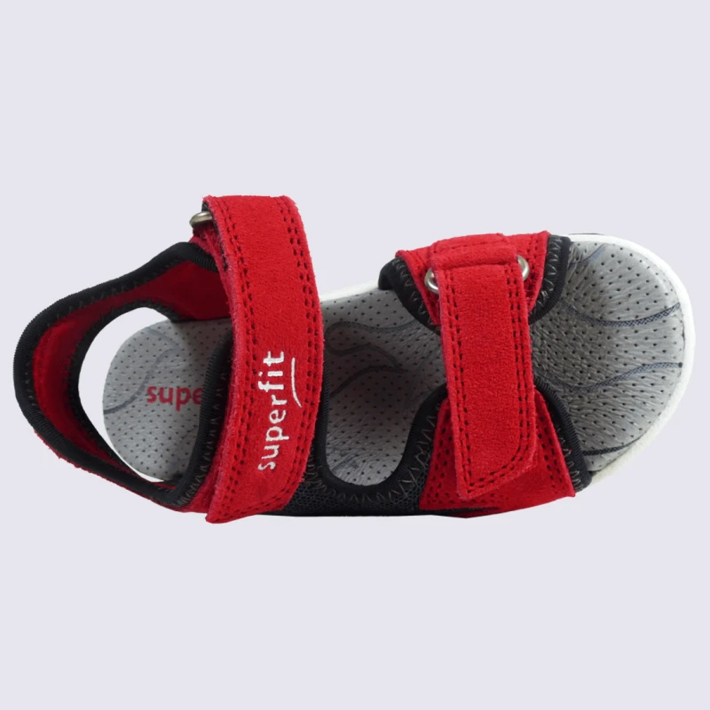 Sandales Superfit, Sandales Sportives Enfants En Velours Rouge Gris – Image 3