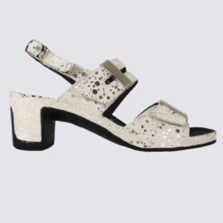 Sandales Vital, Sandales à Talons Conforts Femme En Cuir Blanc