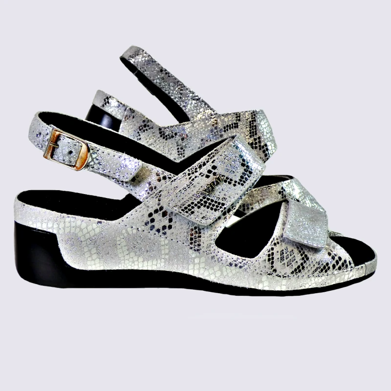 Sandales Vital, Sandales Tendances Et Confortables Femme En Cuir Serpent Blanc – Image 2