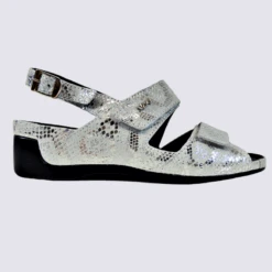 Sandales Vital, Sandales Tendances Et Confortables Femme En Cuir Serpent Blanc