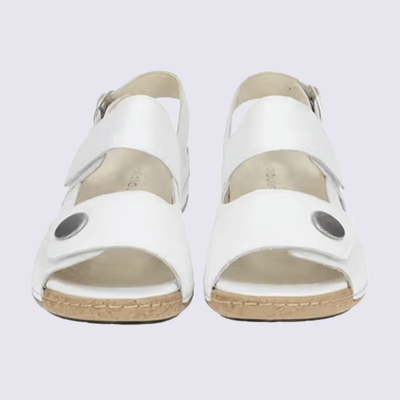 Sandales Waldlaufer, Sandales à Talons Chic Femme En Cuir Blanc – Image 3