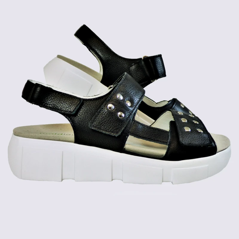 Sandales Waldlaufer, Sandales à Talons Femme En Cuir Noir – Image 2