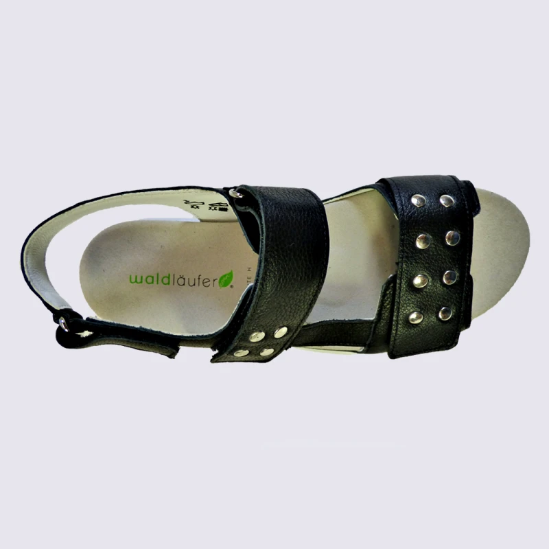 Sandales Waldlaufer, Sandales à Talons Femme En Cuir Noir – Image 3