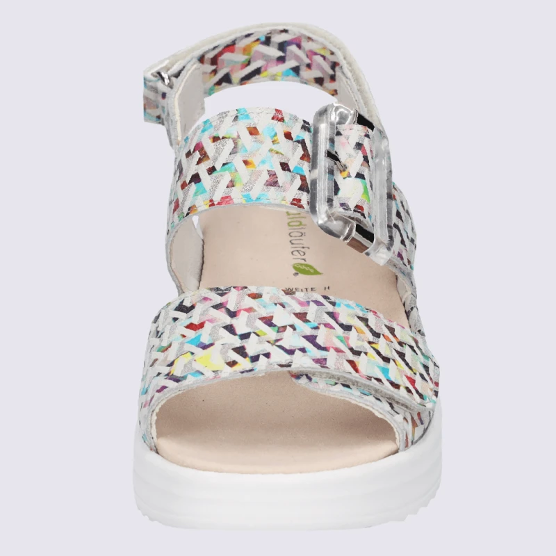 Sandales Waldlaufer, Sandales Compensées Femme En Cuir Nubuck Multicolore – Image 3