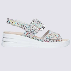 Sandales Waldlaufer, Sandales Compensées Femme En Cuir Nubuck Multicolore