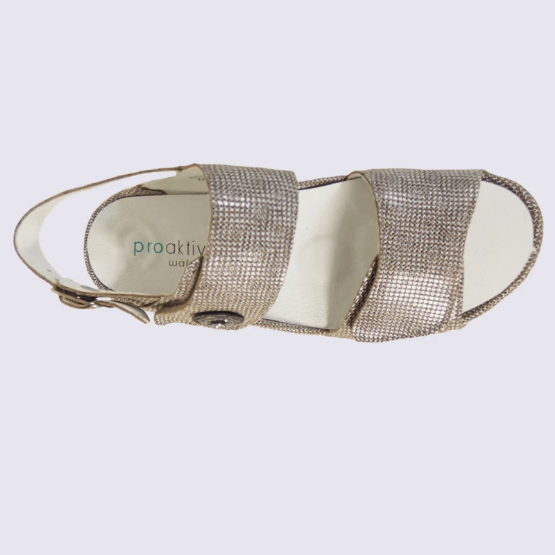 Sandales Waldlaufer, Sandales Confortables Femme En Cuir Beige Moucheté – Image 3