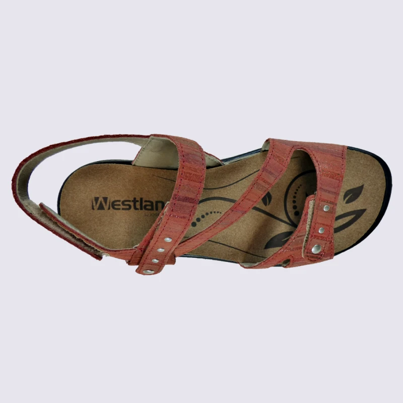 Sandales Westland By Josef Seibel, Sandales à Velcros Femme En Cuir Corail – Image 3