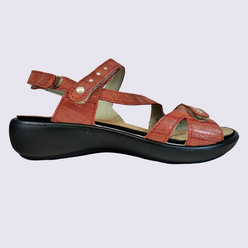 Sandales Westland By Josef Seibel, Sandales Ă Velcros Femme En Cuir Corail