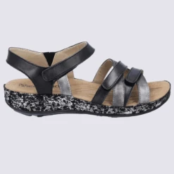 Sandales Westland By Josef Seibel, Sandales Velcro Femme En Cuir Noir