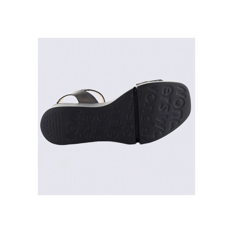 Sandales Wonders, Sandales Compensées Et Tressées Femme En Cuir Noir – Image 4