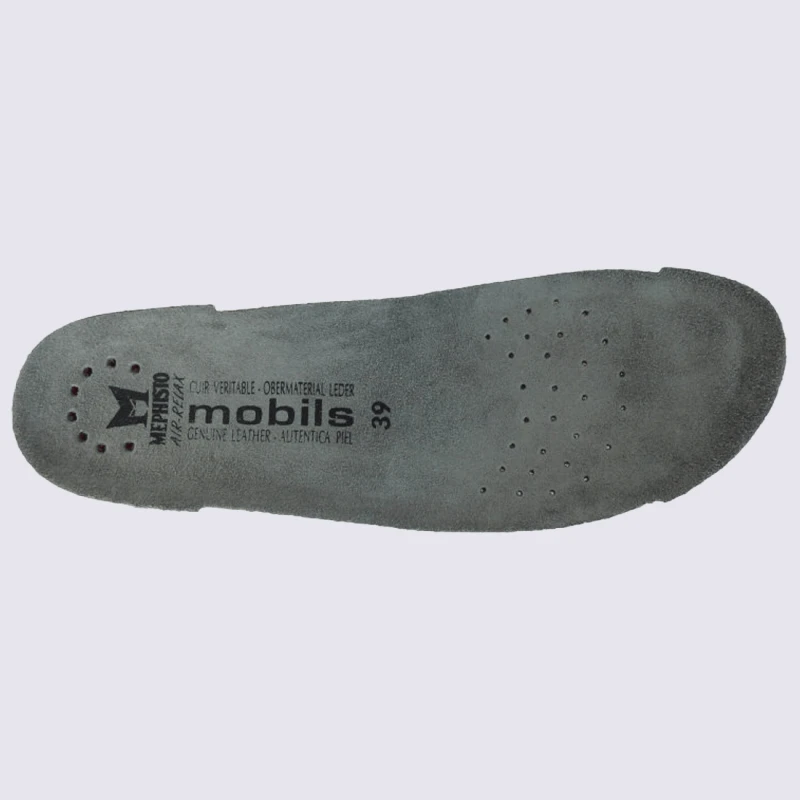 Semelle Amovible Femme Mephisto Grise En Cuir Mobils Ă Velcros