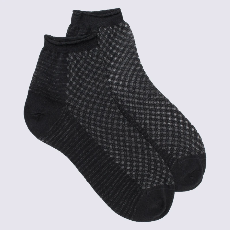 Socquettes Doré Doré, Socquettes élégantes Semi-transparentes Femme En Coton Noir