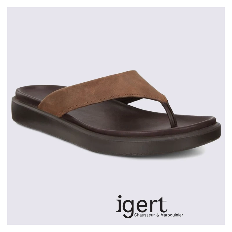 Tongs Ecco, Tongs Homme En Cuir Marron – Image 2