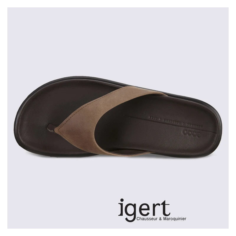 Tongs Ecco, Tongs Homme En Cuir Marron – Image 3