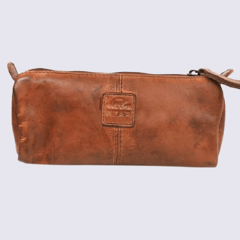 Trousse Bear, Trousse Tito Unisexe En Cuir Cognac