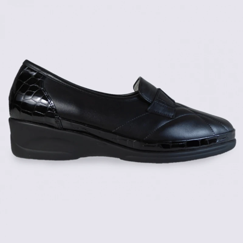 Waldlaufer Loafer 645630 Noir Grande Largeur Cuir Lisse